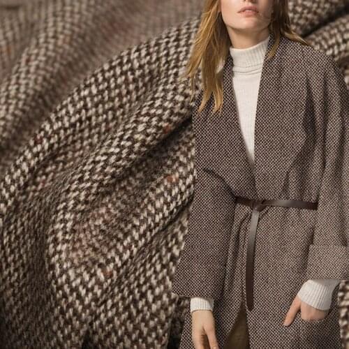Coffee Colourful Dots Tweed Wool Garment Materials Autumn Women Jacket Coat Sewing Fabrics Tailor