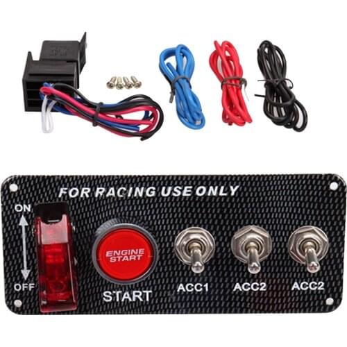 Red illuminated Ignition Engine Start On Off Push Button Switch