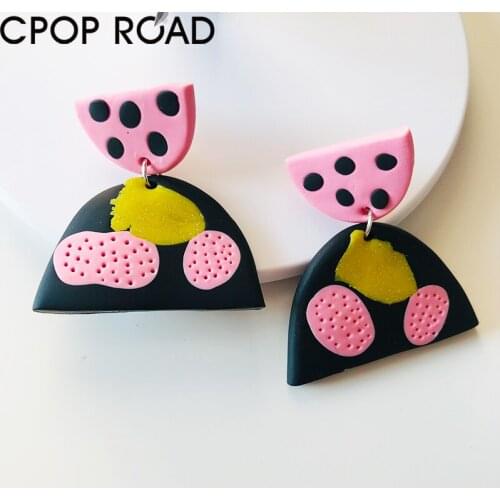 Creative Polka Dot Polymeric Clay Earrings for Women Color Cute Clay Dangle Earrings Fashion Jewelry Hot Sale Party Girl Gift
