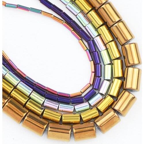 Natural Stone Cylinder Round Hematite Beads 4/6/8MM Blue,Gold Green Spacer Loose Beads For Jewelry Making Diy Ring Bracelet 15