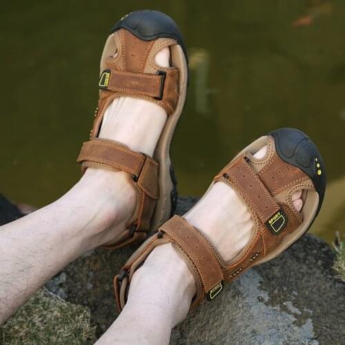 Summer sandalia masculina couro gladiador romano de vaca men sandals genuine leather casual big size outdoor shoes handmade mens