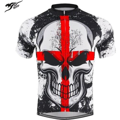 SOTF Summer Skull Breathable Anti-Pilling Tight Retro Cycling Jersey Short Sleeve Road Bike Clothing Motocross Jersey Men Women