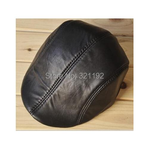 Hot Sale Man Women Plus Size Autumn Winter Plus Velvet Sheepskin Berets Hat Casual Leather Visors Caps S M L A10 2401