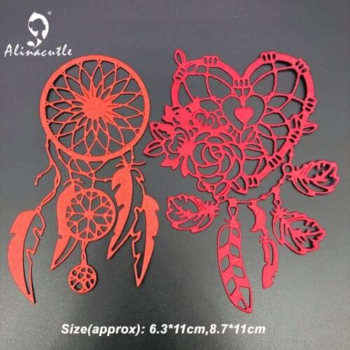 Alinacutle Metal Cutting Dies 2pc Dreamcatcher Heart DIY Scrapbooking Paper Craft Handmade Album Card Punch Art Die Cut