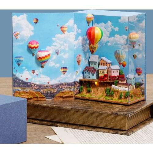 3D Mini Landscape Miniature House Water City Diary Hot Air Balloon Handmade DIY Toys For Children Girls Christmas Gift Art Home