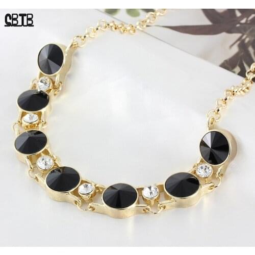 Fashion Noble Round Lady Gold Black Jewelry Pendant Necklace Event Party Wedding Jewelry Holiday Gift Wholesale