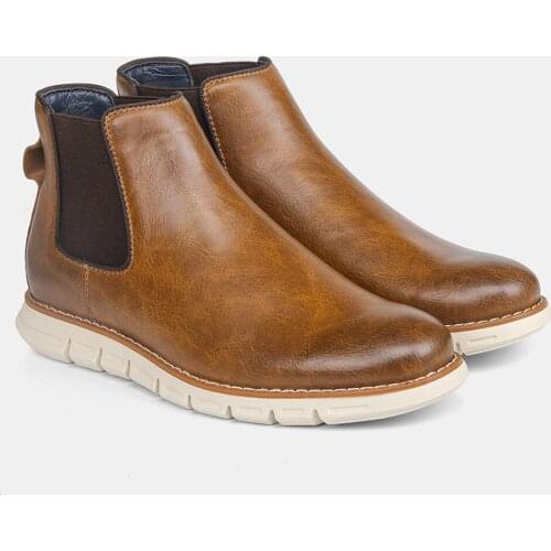 Mens Business Casual Boots High Quality Shoes Men Comfortable Leather Loafers Light Retro British Chelsea Boots Large Size 7-13