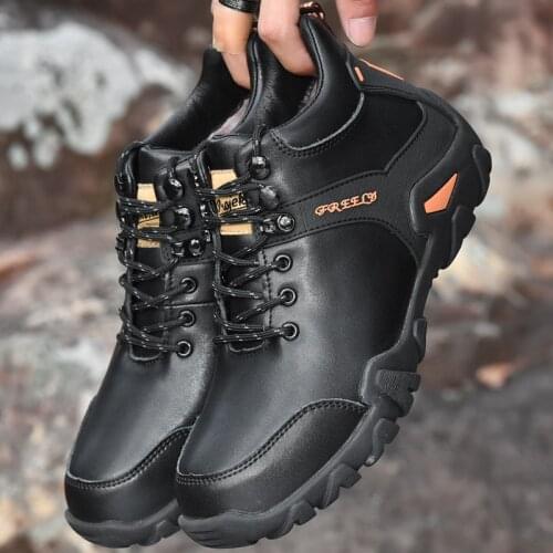 2021 New Autumn Winter Hiking Shoes Men Large Size 48 Leather Hiking Boots Non-slip High-top Men Outdoor Sneakers Trekking Shoes