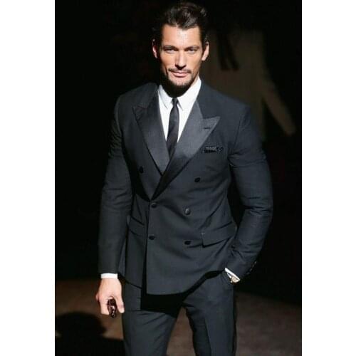 Mens double-breasted best man peak lapel groom tuxedo best man best man best man mens wedding suit groom (jacket + pants)