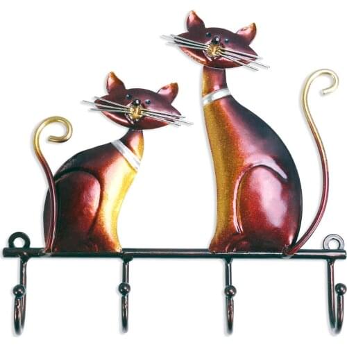 Cat Wall Hook Art Decorative Hanger Cat Sculpture Hooks For Key Coats Bags Holder Wall Mount With 4 Hooks Home Accessories