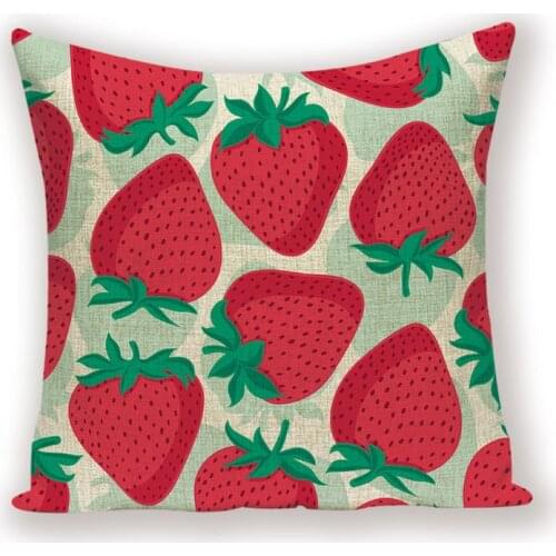 Red Strawberry Throw Pillow Case Fruit Spring Decoration Cushion Cover Square Home Decor Sofa Bed Pillowcase Linen Pillow Covers