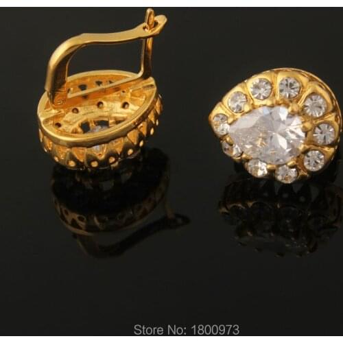 New Arrival Vintage . Gold Color Water Drop Crystal Stud Earrings For Women/Girls Party Trendy Earrings