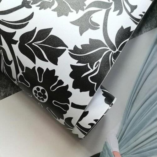 Modern Black White Self Adhesive Wallpaper Home Decor Living Room Bedroom Wall Coverings Floral Luxury Cabinet Desktop Wall Pape