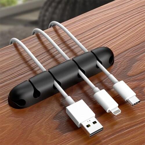 Silicone Cable Organizer Portable Durable USB Charge Wire Management Clip Punch-free Data Phone Line Holder Kitchen Organizer