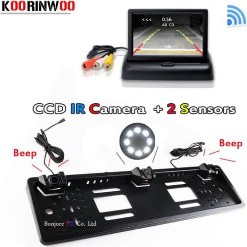 Koorinwoo Wireless Adopt Monitor Mirror Parktronic Car License Plate Frame Rear View Camera Car parking Sensor Jalousie Detector