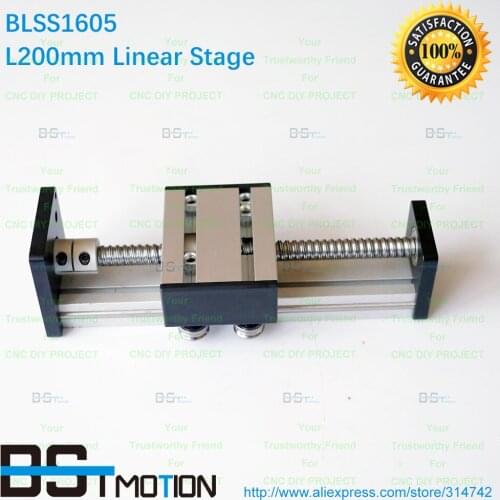 Durable Ball Screw 1605 Linear Slide Stroke 200mm Long Stage Actuator BLSS 1605 -L 200mm Linear X Y Z Axis Table 0.03mm Accuracy