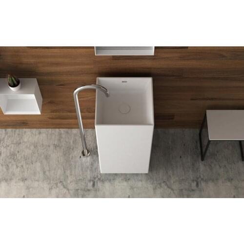 Bathroom Cuboid Pedestal Washbasin Solid Surface Stone Cloakroom Freestanding Vanity Sink 38377