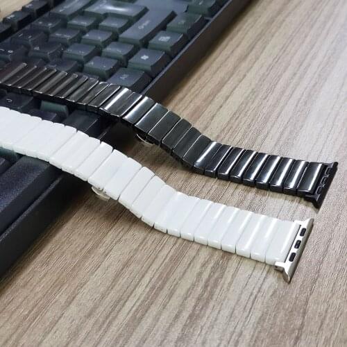 Luxury Ceramic Wrist Strap for Apple Watch SE Series 6 5 4 3 Band Replacement Bracelet 40mm 44mm 38mm 42mm Folding Clasp Belt