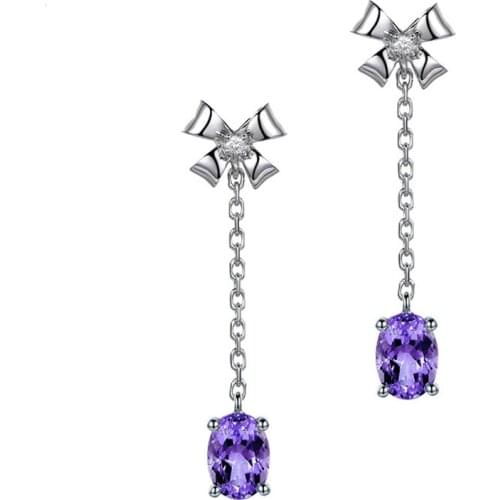 2021 Charms 925 Silver Women Drop Earrings Jewelry Long Style With Colors Zircon Crystal Flower Gemstone Ornament For Party Gift