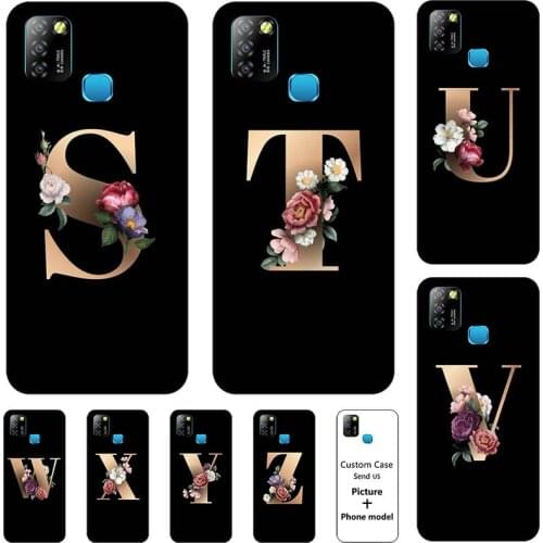 Flower 26 English Case For Infinix Smart 5 Name Letters Custom Initial Soft Silicone Phone Cover Capa