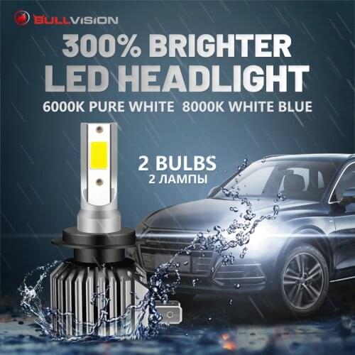 BULLVISION H11 LED Headlights Car Lights LED H7 H4 HB3 HB4 9005 9006 H8 H9 20000LM Wireless No Wires High Bright Auto Fog Lights