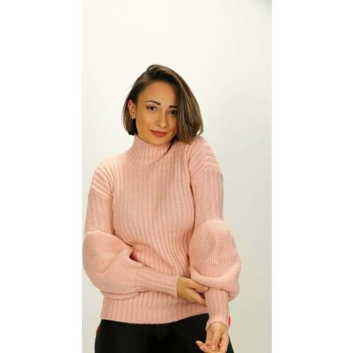 Balloon Sleeve Knitwear womens clothing stylish elegant slim happy business woman working female student university