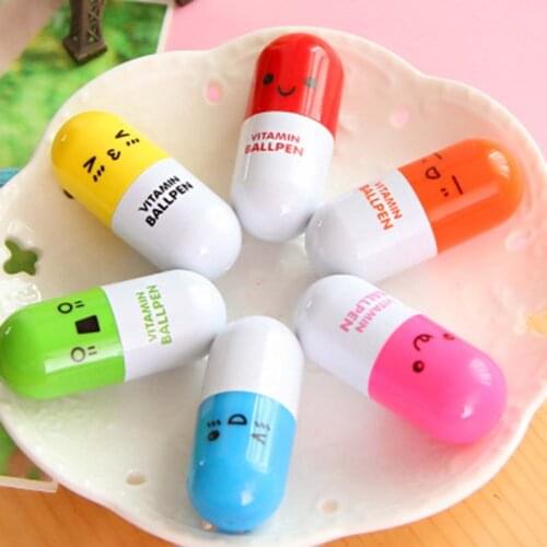Creative Vitamin Pill Capsule Style Mini Stretch Ballpoint Pen School Office Supply Student Stationery 2020