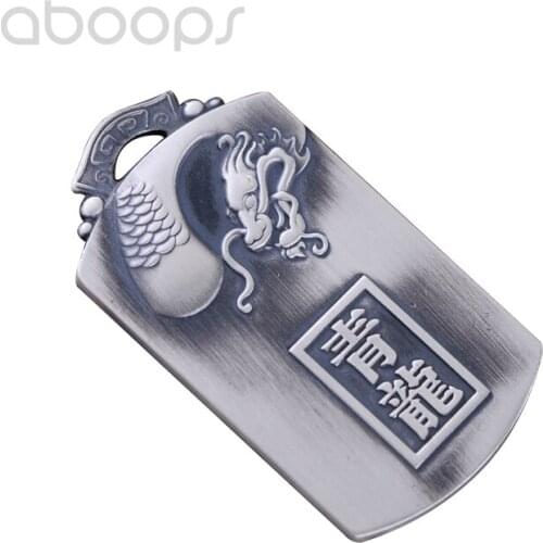 Vintage 999 Sterling Silver Tag Pendant with Chinese Zodiac Dragon for Men Boys,Free Shipping