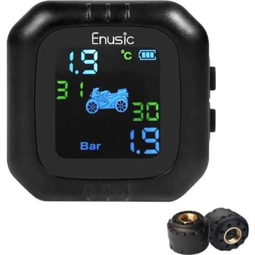 Waterproof LCD Motorcycle TPMS Tire Pressure Monitor System With 2 External Sensor