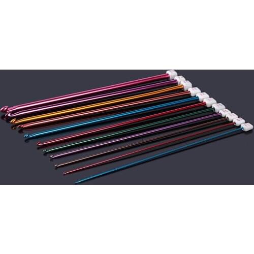 Iron Crochet Hooks 11 Pack Diverse Size Assorted Color Tunisian Afghan Aluminum Knitting Needles Set