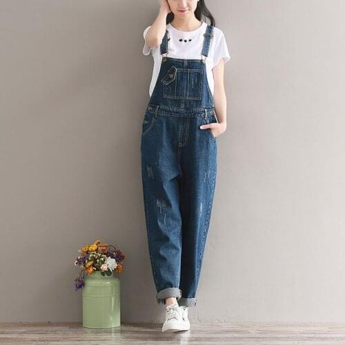 Spring Summer Women Wide Leg Jeans Jumpsuits Casual Loose Female Denim Overalls 2020 New Female blue Jeans Rompers trousers R188