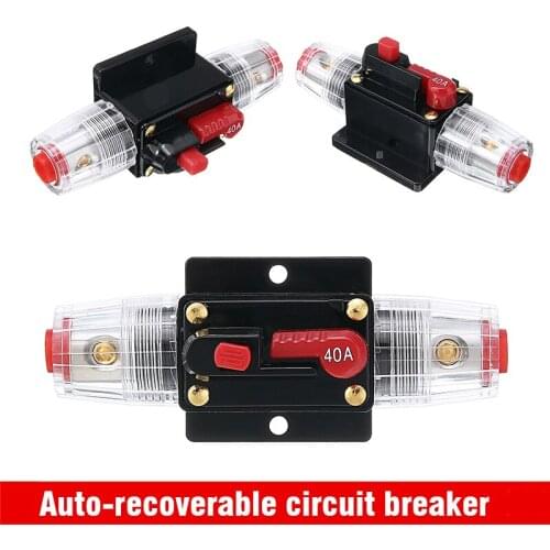 1pc Car Auto Stereo Audio 12V Circuit Breaker Fuse Inline Fits 4 8 Gauge Wire 40 Amp Manual Open Circuit Push Button Parts Tool