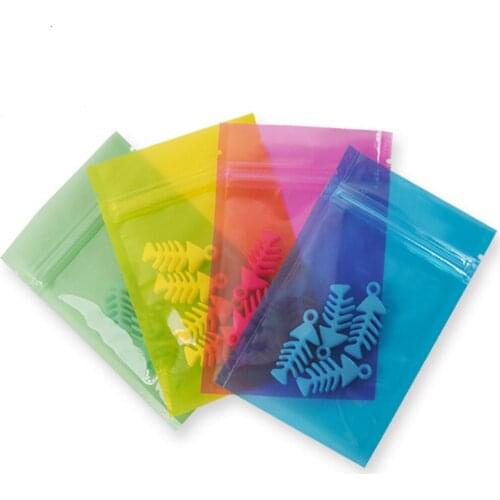 100Pcs Colorful Plastic Zip Lock Self Seal Bag Tear Notch Resealable Reclosable Food Gift Snack Candy Storage Packaging Pouches