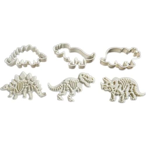 3pcs Dinosaur Shaped Cookie Mold 3D Cookie Sugarcraft Dessert Baking Mold Fondant Cake Decoration Tool Cookie Cutter Christmas