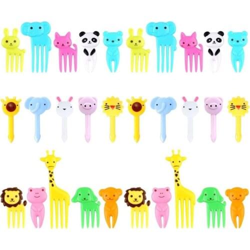 30 PCS Bento Vegetable Crockery Cute Mini Toddler Children Fruit Forks Toothpicks Kids Food Picks Cartoon Animal Farm