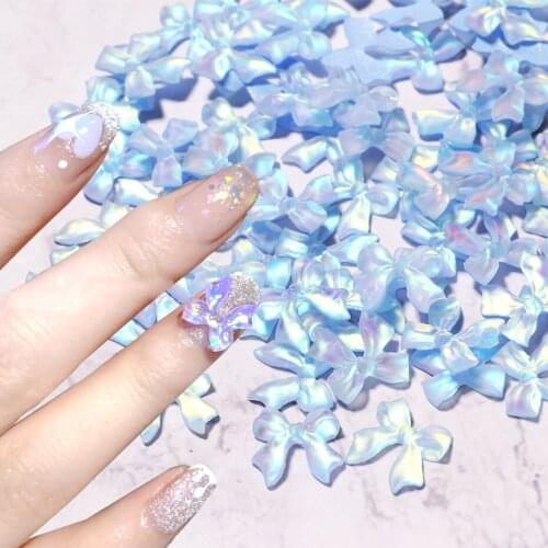 3D Cute Butterfly Bow Ties Nail Art Rhinestone Accessories Shiny Aurora Effect Fashion DIY Acrylic Nail Decoration Stones NF1931