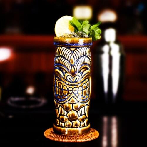 400ml Creative Ceramic Tiki Cup Hawaii Cocktail Glass Cool Drinks Pirate Soldier AimarMaui Idol Wine Glass Carving Culture Cup