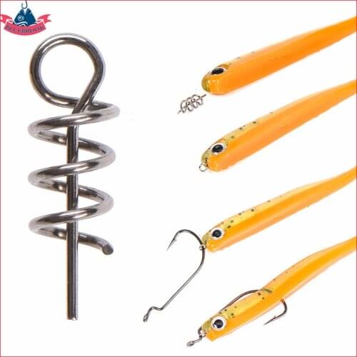 50pcs Spring Twist Lock Pin Screw Fishing Crank Hooks Connector Stainless Steel Tackle Accessories Set for Soft Lure Bait Worm