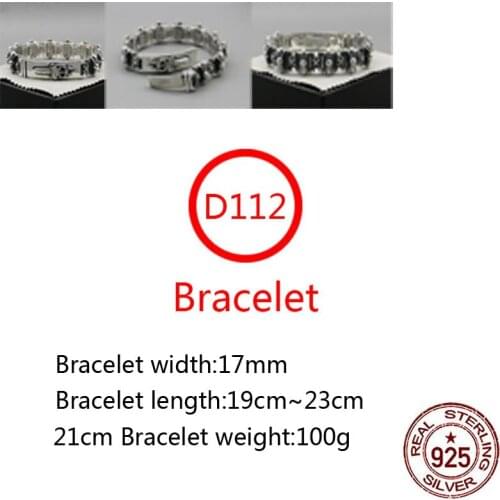 D112 S925 Sterling Silver Bracelet Personality Holy Sword Cross Flower Street Dance Jewelry Re-enacted Goth Punk Jewelry Gifts