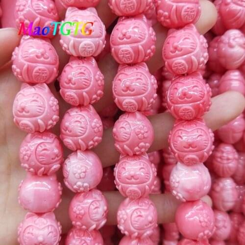 5pcs Plutus Cat Coral Beads For Jewelry Making Necklace Bracelet 18mm Lovely Cat Shape Spacer Coral Beads DIY Accessorie