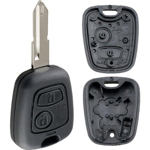 Car Key Shell Case Replacement 2 Buttons Car Remote Key Shell with 206 Blade Fit for Peugeot 106 206 306 406