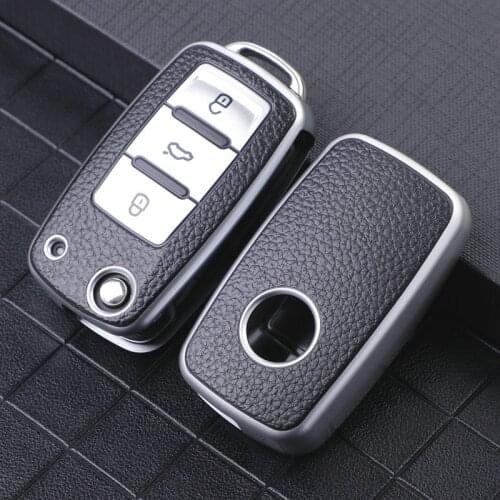TPU Leather Car Key Cover Case for Volkswagen for VW Bora Polo Tiguan Jetta Passat B5 B6 B7 Golf Beetle for Skoda Octavia
