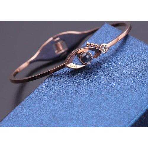 CHICVIE Gold Eye Bracelets&Bangles For Women 100 languages I love you Bracelet Jewelry Couple Stainless Steel Bracelet SBR190511