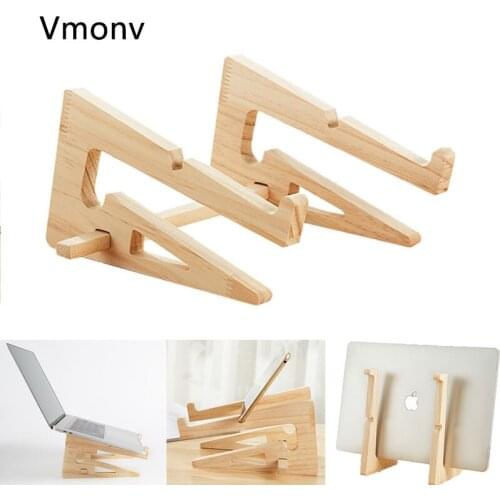 Vmonv Wood Laptop Stand Holder Increased Height Storage stand for Macbook 13 15 Inch Notebook Vertical Base Cooling Stand Mount