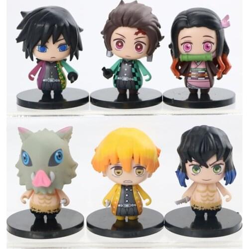 6pcs Demon Slayer : Kimetsu No Yaiba Nezuko Zenitsu Tanjirou Giyuu Inosuke Kyoujurou Action Figure Model Figurine