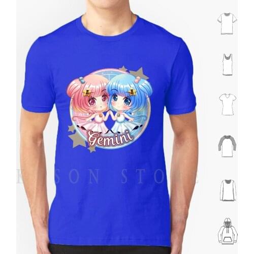 Chibi Gemini T Shirt Cotton Men Diy Print Chibi Gemini Chibi Gemini Astrology Star Sign Sun Sign Moon Sign Zodiac