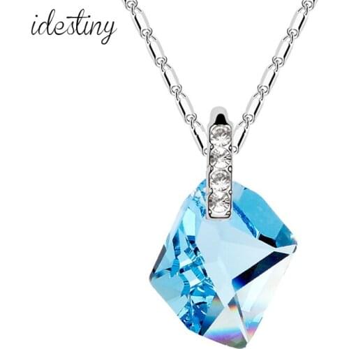 IDESTINY 11.11 Sale Collier en pierres naturelles Made with Austrian Crystal White Gold Color Plated Fashion Women Jewelery Gift