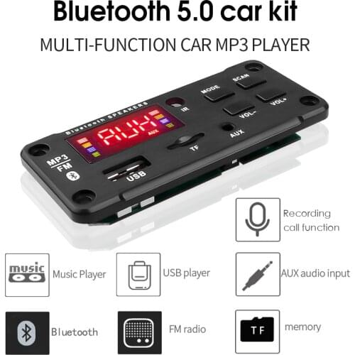 Kebidu USB 3.5mm AUX TF FM Radio Audio Module Wireless Bluetooth 5.0 WMA Decoder Board 50W Amplifier 12V For Car Kit MP3 Player