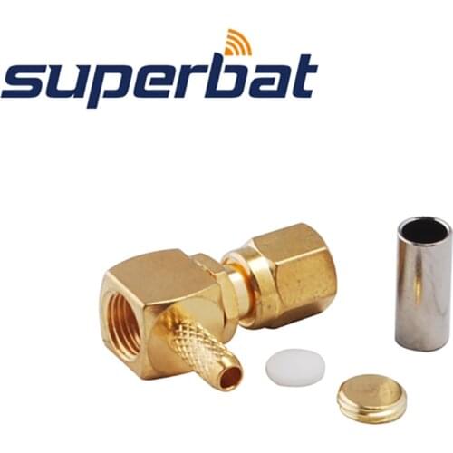Superbat SMC Jack Right Angle Crimp RF Coaxial Connector for LMR100 RG316 RG174 Cable