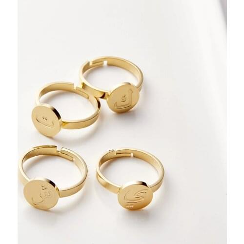 Arabic Letter Ring Custom Name Ring Personalized Stainless Steel Adjustable For Women Wedding Rings Unique Engagement Gifts